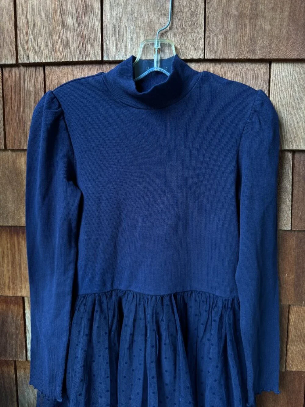GAP Midnight Blue 2 in 1 Long Sleeve Mock Neck Knit & Tulle Dress in XX-Large